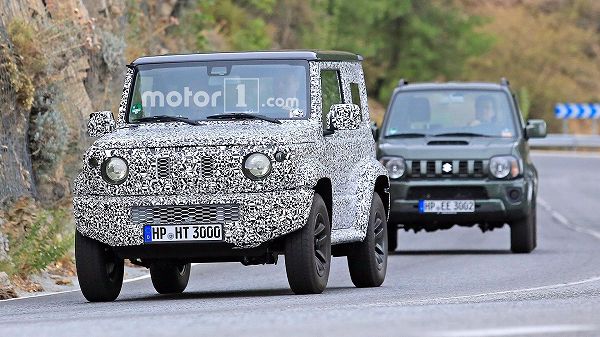 スズキ・新型「ジムニー」の開発車両がテスト走行。前モデルよりも角ばった印象？