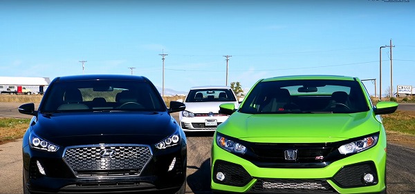 ホンダ「シビック・タイプ」、VW「ゴルフGTI」、現代自動車「エラントラGT」がバトル。現代が意外と速かった件【動画有】