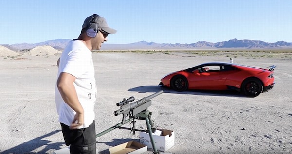 絶対やりたくない。20mmライフルでランボルギーニ「ウラカン」をウィンドウを打ち抜く【動画有】