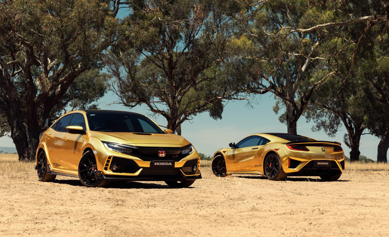 ホンダは豪州進出50周年！記念としてシビック・タイプR、NSX、CBR1100RR、そして芝刈り機までもが「クロームゴールド」の記念カラーに