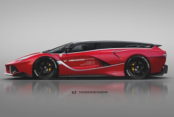 お次はこれだ。フェラーリ「FXX K」をシューティングブレーク風にしたら？というレンダリング画像が公開に