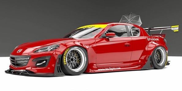 ロケットバニーがマツダ「RX-8」を過激カスタム。ロータリーを躍動させるGTレーシング風