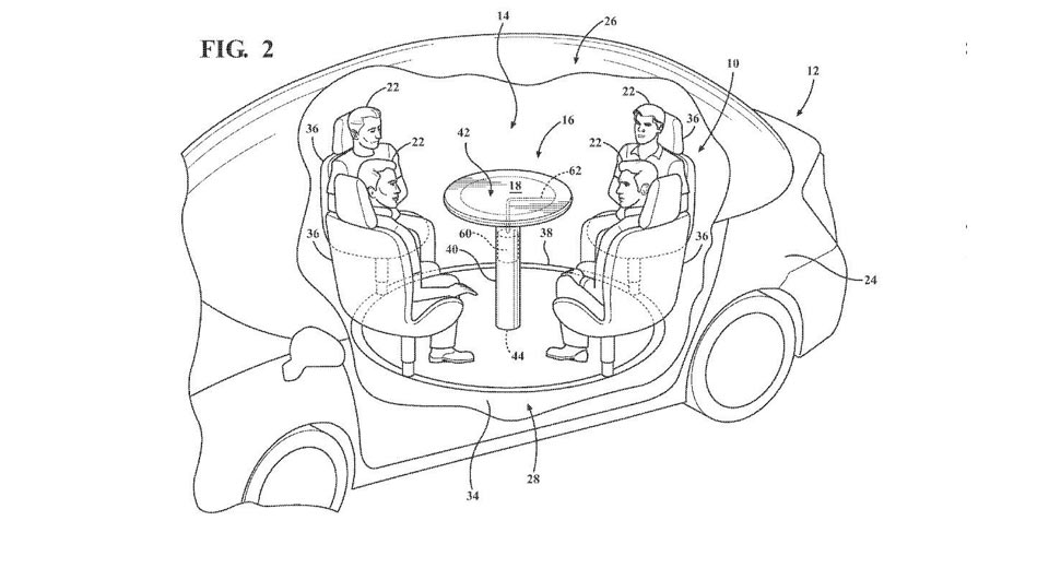 これで車内会議もできるぞ。フォードが、車内にエアバッグ付リトラクティブテーブルを取入れた特許を申請