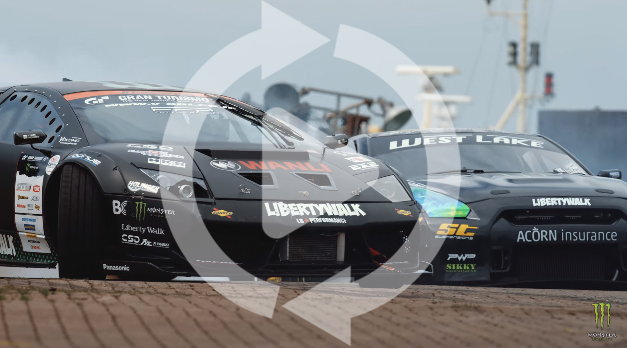 モンスターからエクストリーム動画。ランボルギーニ・ムルシエラゴとGT-Rがドリフトバトル